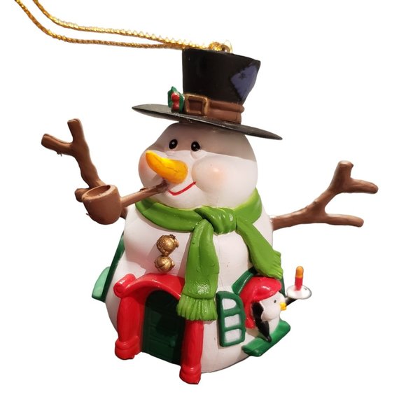 Traditions Collectible Snowman House with Penguin Gift Vintage Ornament - Picture 4 of 10